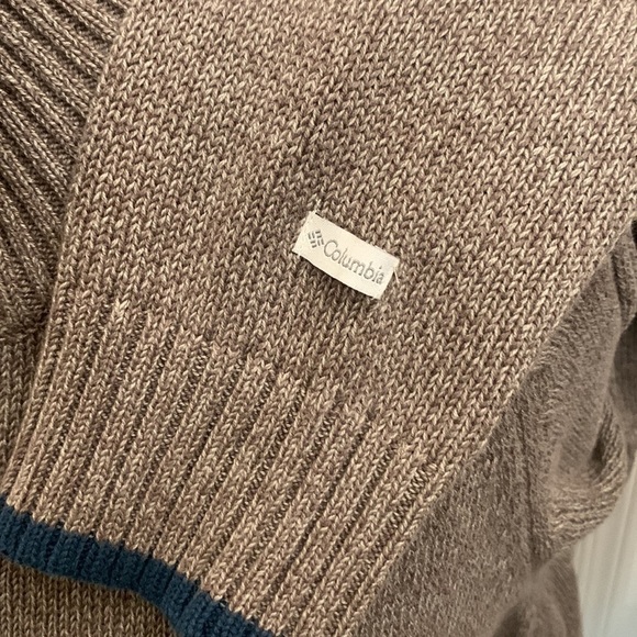 Columbia Cotton Sweater Brown Heathered High Collar Size XL - Picture 5 of 10